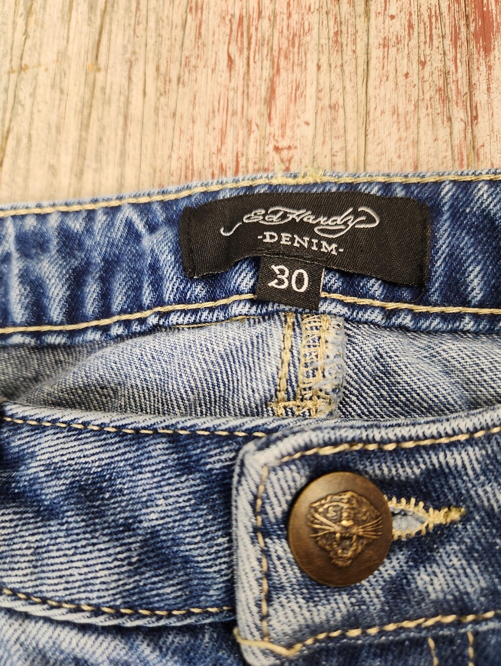 Ed Hardy Dragon Koi Tiger Tattoo Graphic Baggy Wide Leg Jeans Size 30 - Picture 11 of 14